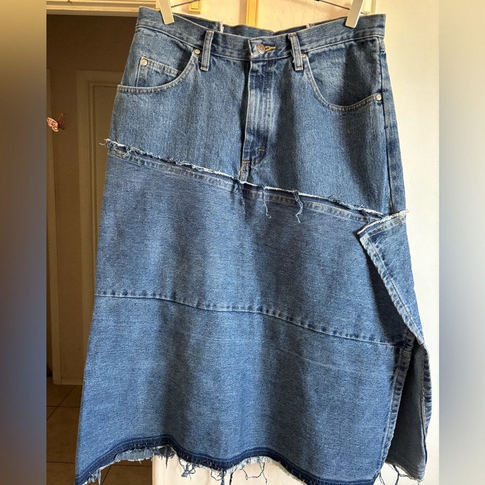 Upcycled vintage style Denim Skirt, Size L